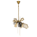 Люстра подвесная со стеклянными плафонами из дымчатого и золотистого с тремя вертикальными подвесками Gilded Mirage  варинант исполнения - 2 | Loft Concept в Челябинске