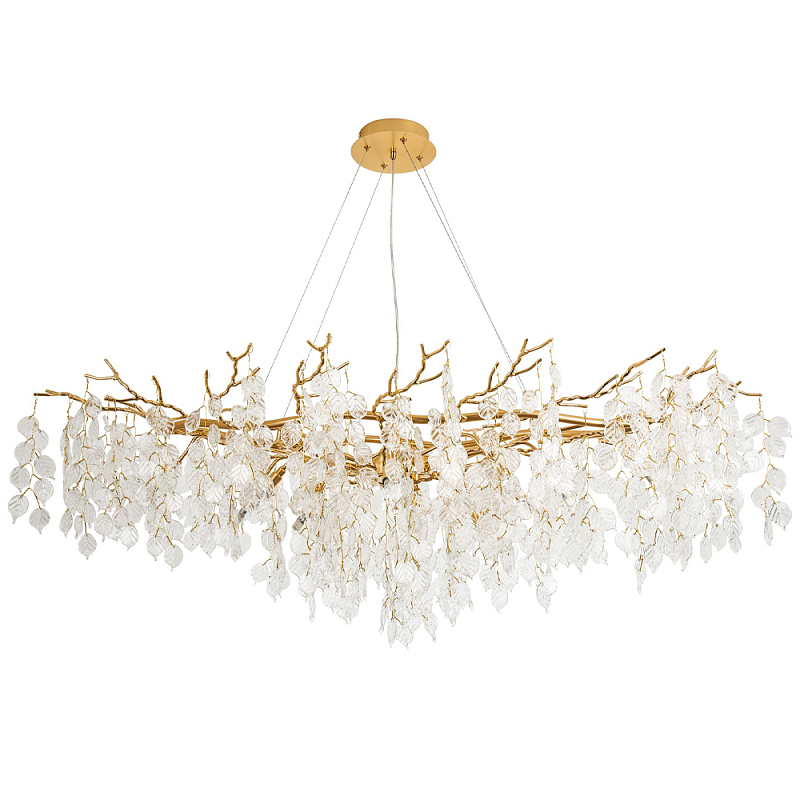 Люстра с хрустальными подвесками в виде листьев Fairytree Leaves Linear Gold Chandelier 12 Золотой Прозрачный Люстра с хрустальными подвесками в виде листьев Fairytree Leaves Linear Gold Chandelier 12 Золотой Прозрачный в Челябинске | Loft Concept
