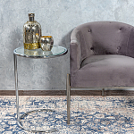 Приставной столик на серебристом основании с столешницей из стекла Noir варинант исполнения - 4 | Loft Concept в Челябинске