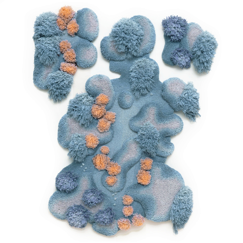 Тканый вручную Большой абстрактный гобелен Frost Forest Голубой Бежевый в Челябинске | Loft Concept 