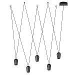 Подвесной светильник черными плафонами на длинных пересекающихся тросах Construction варинант исполнения - 2 | Loft Concept в Челябинске