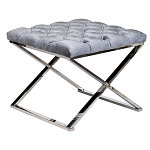 Пуф велюровый серый с каретной стяжкой Perennially варинант исполнения - 1 | Loft Concept в Челябинске