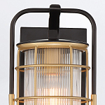 Настенный фонарь цилиндрической формы с рифленым стеклом в золотом каркасе на черном прямоугольном основании Eurofase варинант исполнения - 13 | Loft Concept в Челябинске