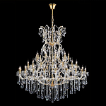 Люстра многоярусная с 53-мя лампочками и прозрачными хрустальными подвесками на основании золотого цвета Crystal lamps варинант исполнения - 2 | Loft Concept в Челябинске