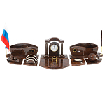 Настольный письменный набор с часами из природного камня обсидиана Competent Leader варинант исполнения - 1 | Loft Concept в Челябинске