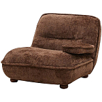 Кресло без подлокотников коричневое ну круглых деревянных ножках Loup Plush Armchair Brown варинант исполнения - 1 | Loft Concept в Челябинске