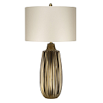Настольная лампа с рифленым керамическим основанием в бронзовом цвете и жемчужным шёлковым абажуром Elstead Lighting варинант исполнения - 1 | Loft Concept в Челябинске