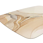 Обеденный стол с прямоугольной бежевой столешницей из стекла на 4-х деревянных ножках Beige Marble варинант исполнения - 4 | Loft Concept в Челябинске