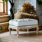 Банкетка золотистая из натурального бука с изображением птиц и цветов Blooming Birds варинант исполнения - 2 | Loft Concept в Челябинске