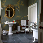 Обои ручная роспись Bamboo Golden on Blue grey dyed silk варинант исполнения - 1 | Loft Concept в Челябинске