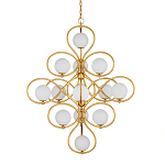 Люстра с закругленным каркасом золотого цвета и белыми плафонами Round Curl варинант исполнения - 2 | Loft Concept в Челябинске