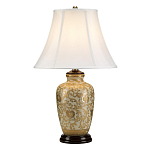 Настольная лампа с фарфоровым основанием с декоративным орнаментом и белым абажуром на темной круглой подставке Elstead Lighting варинант исполнения - 6 | Loft Concept в Челябинске