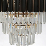 Люстра из черного металла с многоярусными подвесками из прозрачного хрусталя на золотой цепи Empire Black Chandelier Crystal варинант исполнения - 8 | Loft Concept в Челябинске