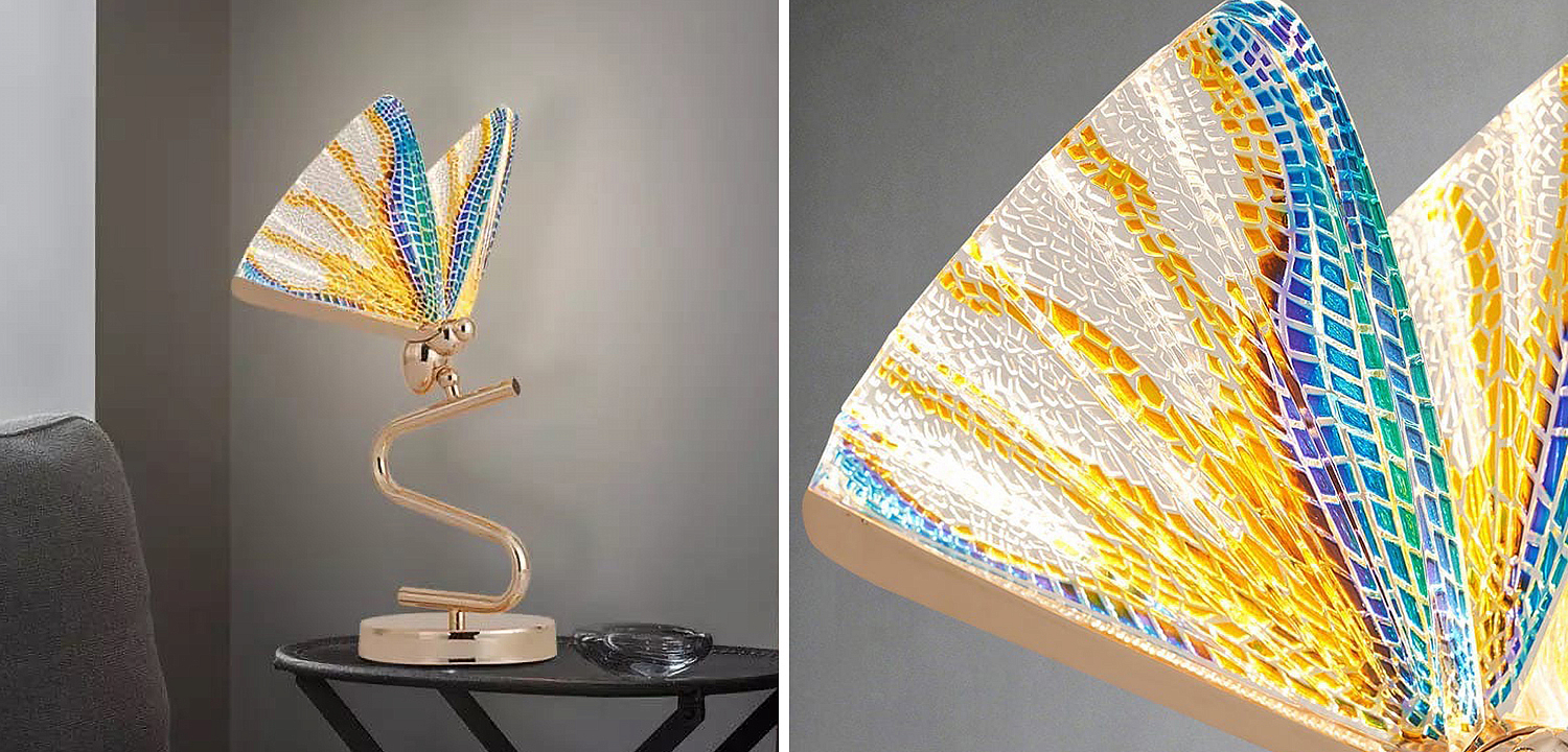 Ночник с Бабочкой Butterfly Colored glass Table Lamp J Ночник с Бабочкой Butterfly Colored glass Table Lamp J - Loft-Concept в Челябинске