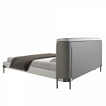Кровать двуспальная серая с мягким изголовьем из экокожи и ткани Modern Look варинант исполнения - 4 | Loft Concept в Челябинске