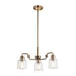 Люстра цвета латунь с 3-мя прозрачными стеклянными плафонами Kichler варинант исполнения - 2 | Loft Concept в Челябинске