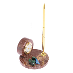 Часы настольные с шариковой металлической ручкой из натурального камня Stone Clock варинант исполнения - 5 | Loft Concept в Челябинске