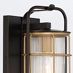 Настенный фонарь цилиндрической формы с рифленым стеклом в золотом каркасе на черном прямоугольном основании Eurofase варинант исполнения - 5 | Loft Concept в Челябинске