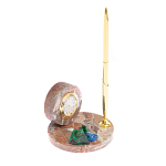 Часы настольные с шариковой металлической ручкой из натурального камня Stone Clock варинант исполнения - 8 | Loft Concept в Челябинске