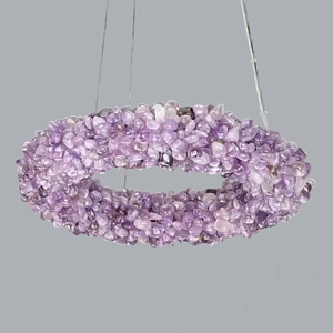 Люстра кргулая из фиолетового хрустального камня Purple Diamond