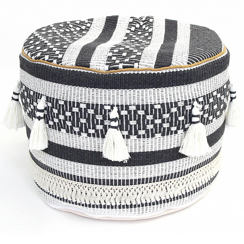 Пуф Black and White Ornament Черный Белый Пуф Black and White Ornament Черный Белый в Челябинске | Loft Concept