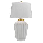 Настольная лампа с белым конусным абажуром и ребристым керамическим основанием Quintiesse варинант исполнения - 1 | Loft Concept в Челябинске