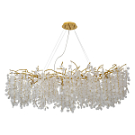 Люстра подвесная с золотистыми ветками и стеклянными подвесками в виде листьев Длина 130 см FAIRYTREE Light варинант исполнения - 1 | Loft Concept в Челябинске