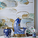 Ваза с насыщенным синим орнаментом и золотой крышкой Blue & White Ornament  варинант исполнения - 1 | Loft Concept в Челябинске