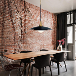 Подвесной светильник с плафоном в форме плоского купола и белой шарообразной лампой Eurofase варинант исполнения - 8 | Loft Concept в Челябинске