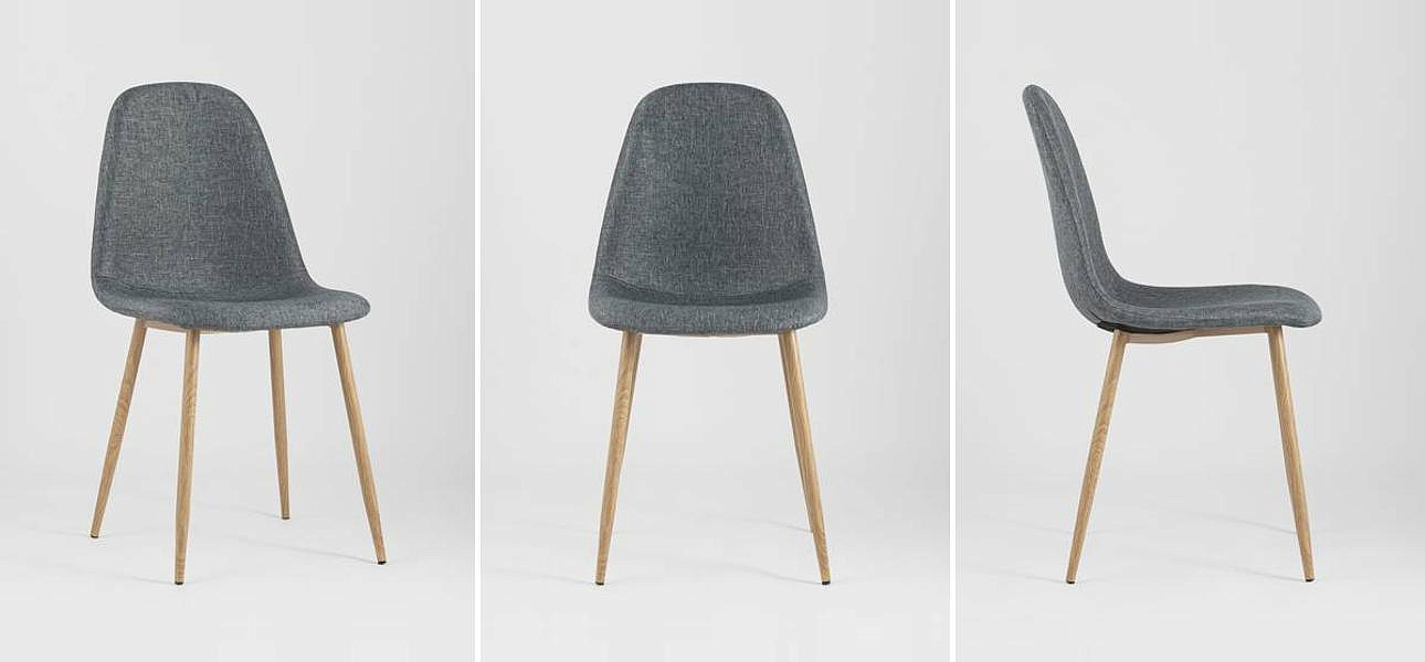 Стул Archie Chair Серая Рогожка Деревянные ножки Стул Archie Chair Серая Рогожка Деревянные ножки - Loft-Concept в Челябинске
