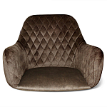 Барный стул со спинкой и подлокотниками на 4-х деревянных ножках Douglas Rhombus Коричневый Велюр варинант исполнения - 3 | Loft Concept в Челябинске