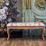 Банкетка из массива бука бежевая с растительным орнаментом Raffael Beige Floral Banquette варинант исполнения - 6 | Loft Concept в Челябинске