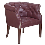 Кресло низкое из натуральной кожи на 4-х деревянных ножках из массива бука Chloe Leather Armchair vine варинант исполнения - 1 | Loft Concept в Челябинске