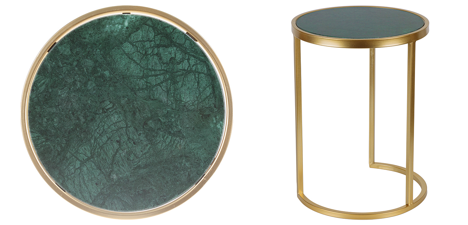 Приставной стол Round Table Marble gold зеленый мрамор Приставной стол Round Table Marble gold зеленый мрамор - Loft-Concept в Челябинске