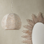 Подвесной светильник в форме купола с декором из круглых деревянных бусин White Wooden Beads Chandelier варинант исполнения - 4 | Loft Concept в Челябинске