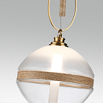 Подвесной светильник с круглым прозрачным плафоном и декоративной каменной вставкой Tectona  варинант исполнения - 5 | Loft Concept в Челябинске