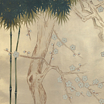 Обои ручная роспись Bamboo River Blossom Original colourway on Brushed Gold gilded paper варинант исполнения - 2 | Loft Concept в Челябинске
