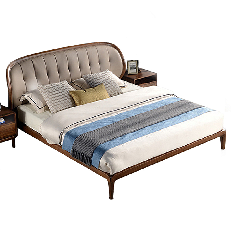 Кровать двуспальная с мягким округлым изголовьем Walnut Bed Орех Кровать двуспальная с мягким округлым изголовьем Walnut Bed Орех в Челябинске | Loft Concept