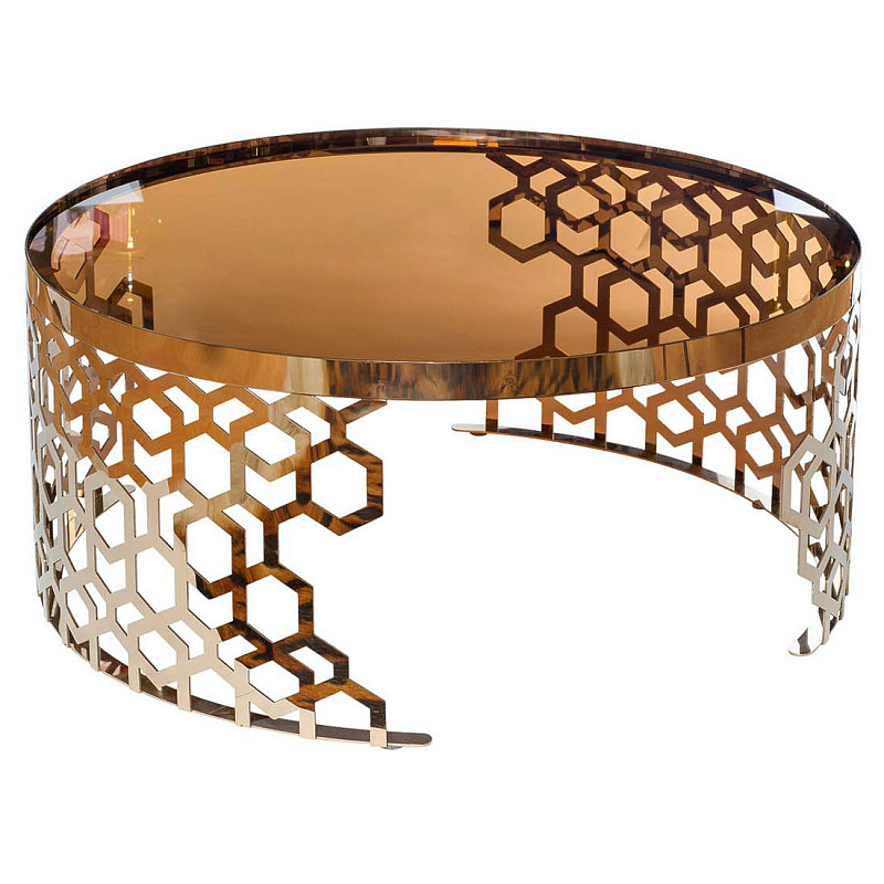 Стол Yen Geometry Table Pink Gold 90 Янтарь (Amber) Розовое золото в Челябинске | Loft Concept 