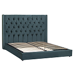 Кровать двуспальная зеленая с основанием из массива дерева с мягким изголовьем Velour Beds варинант исполнения - 1 | Loft Concept в Челябинске