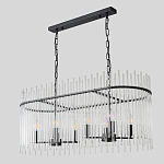 Люстра подвесная овальная со стеклянными прозрачными трубками и металлическим каркасом черного цвета Nembus варинант исполнения - 4 | Loft Concept в Челябинске