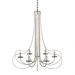 Люстра серебряного цвета с изогнутыми элементами каркаса Twisted Iron Chandelier