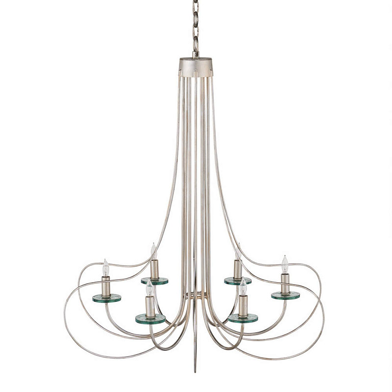 Люстра серебряного цвета с изогнутыми элементами каркаса Twisted Iron Chandelier Серебряный Прозрачное Стекло Люстра серебряного цвета с изогнутыми элементами каркаса Twisted Iron Chandelier Серебряный Прозрачное Стекло в Челябинске | Loft Concept