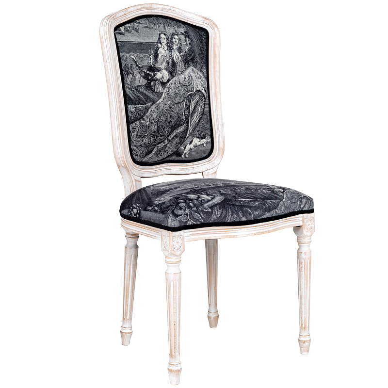 Стул Louvre Palace Stool Черно-белый Белый винтажная патина Стул Louvre Palace Stool Черно-белый Белый винтажная патина в Челябинске | Loft Concept