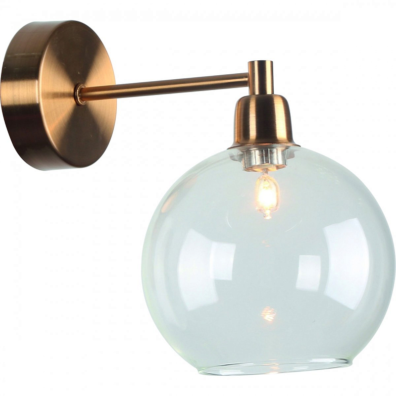Бра Clear Glass Sphere Cloche Gold Бронза Бра Clear Glass Sphere Cloche Gold Бронза в Челябинске | Loft Concept