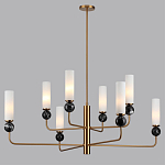 Люстра на штанге с 8-ю цилиндрическими матовыми плафонами и шарами из камня Orb Essence варинант исполнения - 6 | Loft Concept в Челябинске