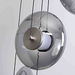 Люстра каскадная с 5-ю круглыми стеклянными плафонами дымчатого цвета и черными деталями Orbit Serenade варинант исполнения - 2 | Loft Concept в Челябинске