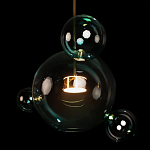 Подвесной светильник с прозрачными бирюзовыми стеклянными шарами и золотыми деталями Диаметр 43 Giopato & Coombes варинант исполнения - 6 | Loft Concept в Челябинске