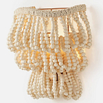 Настенный светильник с подвесками из деревянных бусин молочного цвета Wooden Beads Wall Lamp варинант исполнения - 3 | Loft Concept в Челябинске