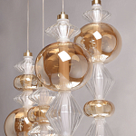 Люстра с плафонами из прозрачного и янтарного стекла в виде шаров и ромбов Gabriel Scott Luna варинант исполнения - 7 | Loft Concept в Челябинске